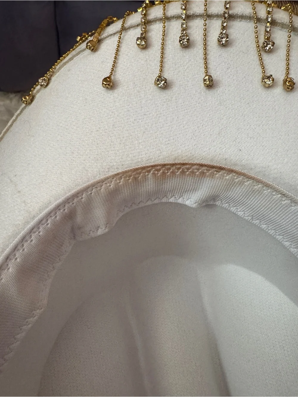Stetson White Cowboy Hat with Gold Beaded Fringe